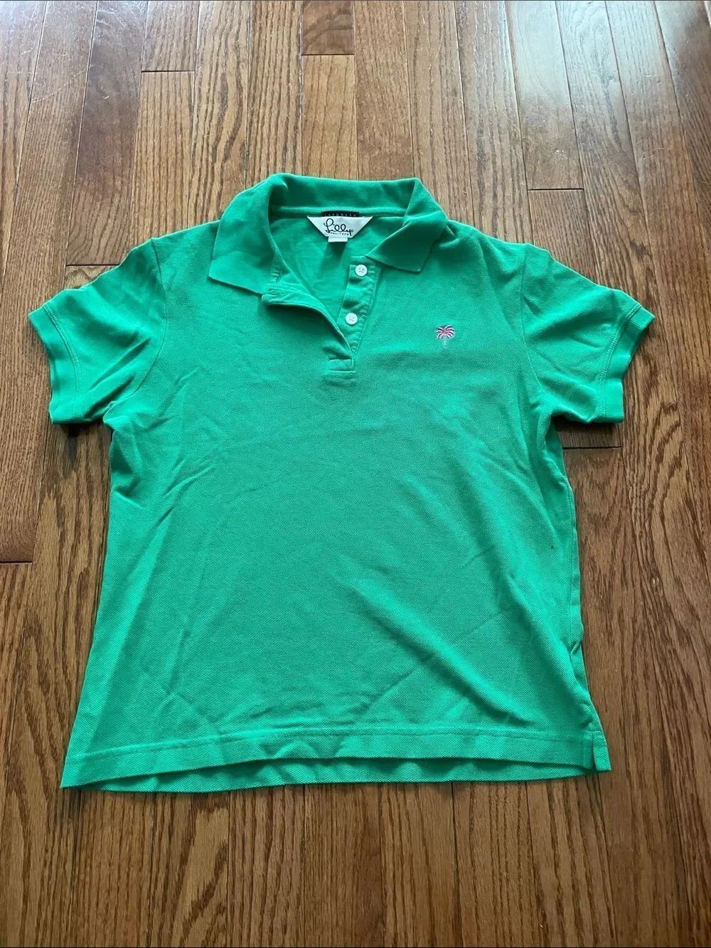 Lilly Pulitzer Shrunken Pima Cotton Green Cropped Polo Women’s Sz XS
